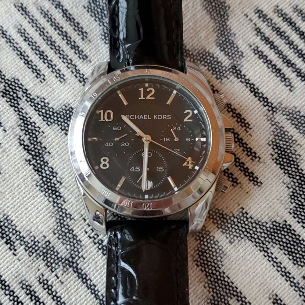 Black Michael Kors genuine leather watch